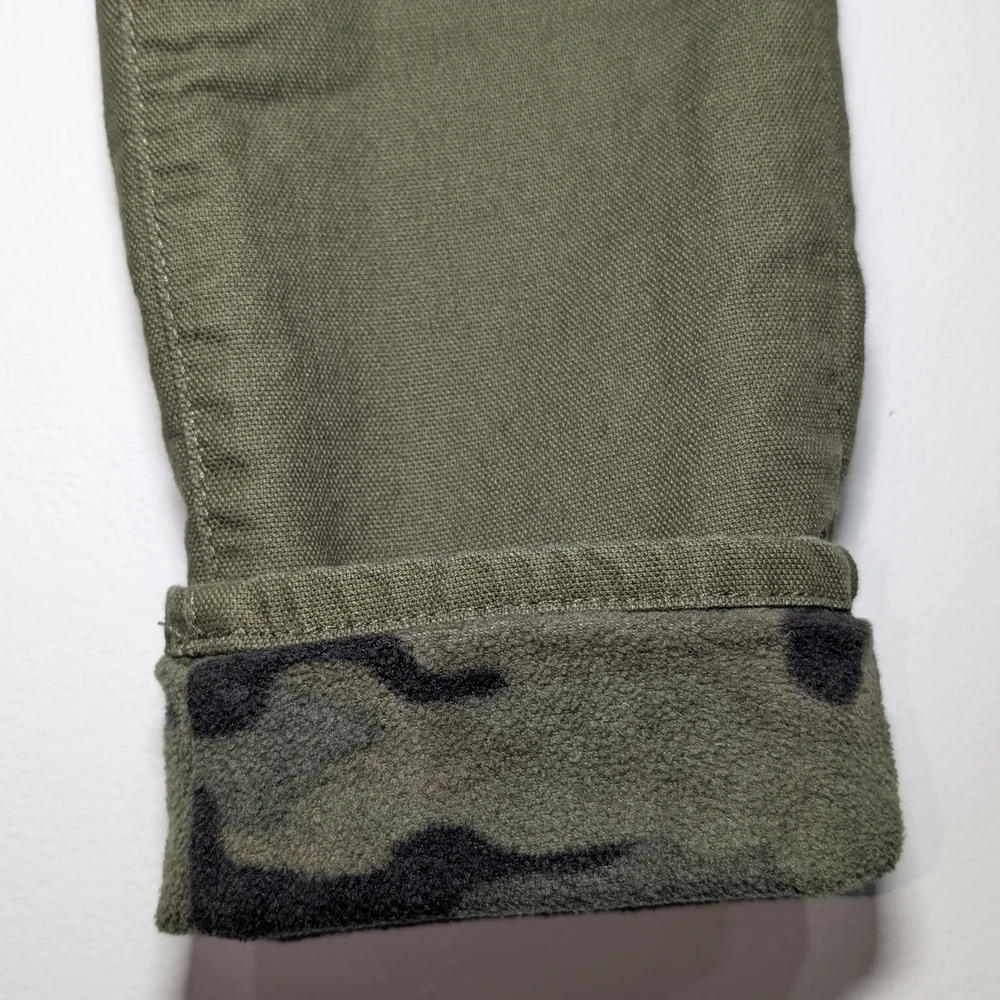 Gap Kids Boys 12 Slim Fit Jeans Green Camo Fleece Lined Cotton Pants